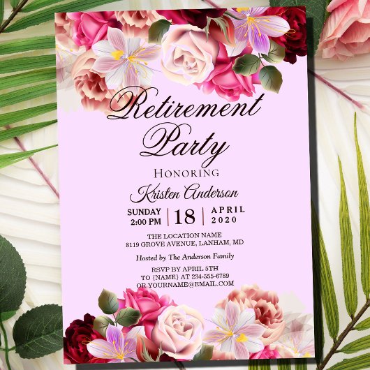 Invitation Belle fête de retraite de bouquet floral