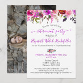Invitation Belle fête de retraite florale Rose Photo (Devant / Derrière)