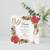 Invitation Belle Fête des mariées Champagne Red Roses (Debout devant)