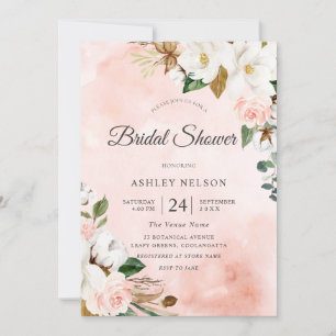 Invitation Belle Fête des mariées de Blush & White Flowers