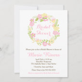 Invitation Belle Fête des mariées de couronne rose fleurie (Devant)