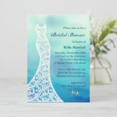 Invitation Belle Fête des mariées de plage Aquarelle turquois (Debout devant)