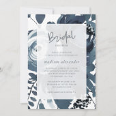Invitation Belle Fête des mariées Florale Bleue et Blanche (Devant)