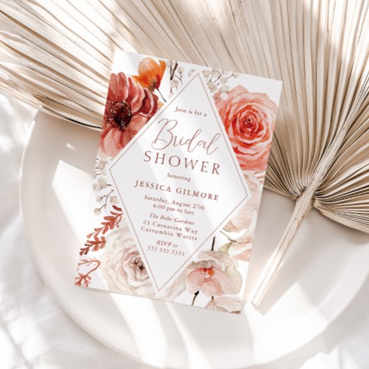 Invitation Belle Fête des mariées Florale Boho