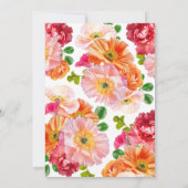 Invitation Belle Fête des mariées florale orange et rose vif (Dos)