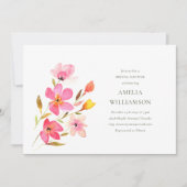 Invitation Belle Fête des mariées Florale rose Aquarelle (Devant)