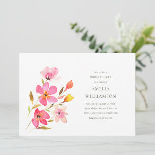 Invitation Belle Fête des mariées Florale rose Aquarelle