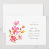 Invitation Belle Fête des mariées Florale rose Aquarelle (Devant / Derrière)