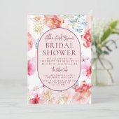 Invitation Belle Fête des mariées Rosy Watercolor (Debout devant)