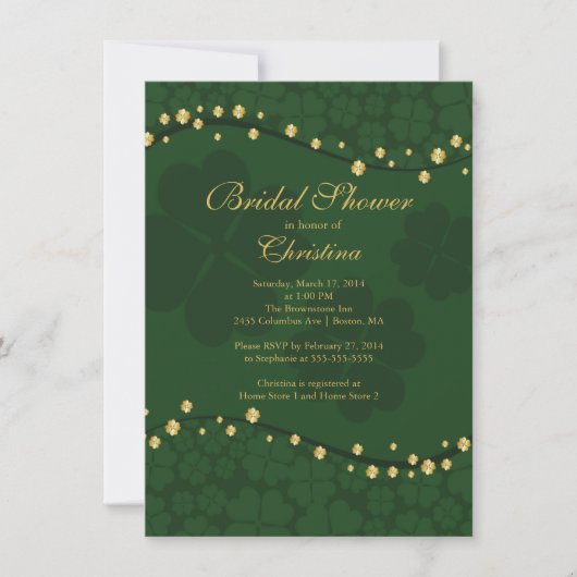 Invitation Belle Fête des mariées Shamrock irlandaise moderne (Devant)