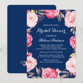 Invitation Belle Fête des mariées végétale rose (Devant / Derrière)