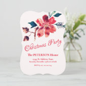 Invitation Belle fête des Pinecones Fleurs de Noël (Debout devant)