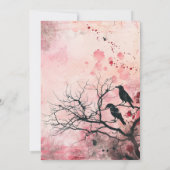 Invitation Belle fête d'Halloween Ciel rose Fleurs rouges (Dos)