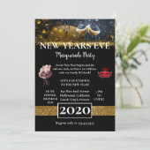 Invitation Belle fête du Nouvel An noir (Debout devant)