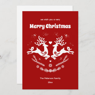 Invitation Belle Fête Scandi Rouge Blanc Noël Cerf