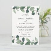 Invitation Belle Feuille verte Élégante Mariage de printemps (Debout devant)