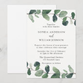 Invitation Belle Feuille verte Élégante Mariage de printemps (Devant / Derrière)