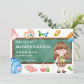 Invitation Belle fille de l'école, anniversaire de tableau no (Debout devant)