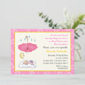 Invitation Belle fille endormie saupoudrer rose et jaune (Debout devant)