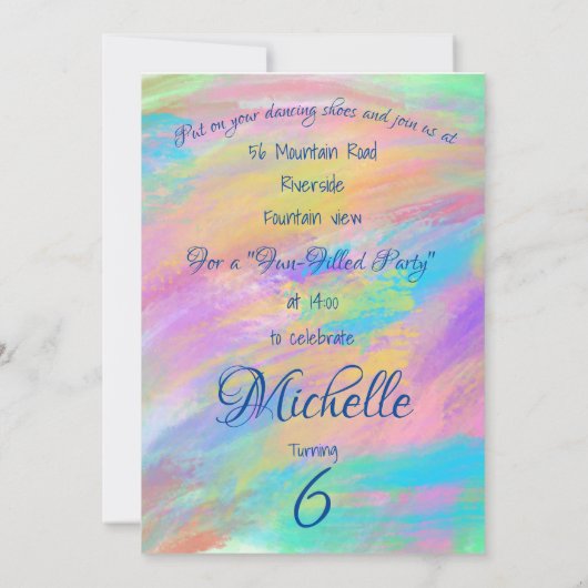 Invitation Belle Fille Forêt Animaux Danse Salle De Bal (Dos)