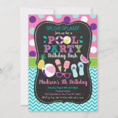 Invitation Belle Fille Piscine Fête Crème de glace Anniversai (Devant)