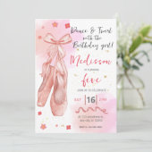 Invitation Belle fille rose fête d'anniversaire (Debout devant)