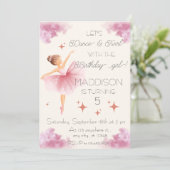 Invitation Belle fille rose fête d'anniversaire (Debout devant)