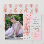 Invitation Belle fille rose fête d'anniversaire (Devant / Derrière)