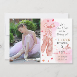 Invitation Belle fille rose fête d'anniversaire