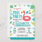 Invitation Belle Flamant rose Piscine Tropicale Anniversaire (Devant)