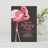 Invitation Belle Flamant rose Tropical Anniversaire Invitatio (Debout devant)