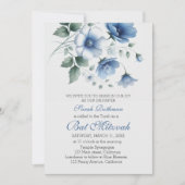 Invitation Belle Fleur Bleue Fille Bat Mitzvah (Devant)