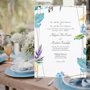 Invitation Belle Fleur Colorée Mariage des Deux Parents