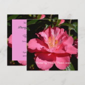 Invitation belle fleur de camélia rose tout parti (Devant / Derrière)