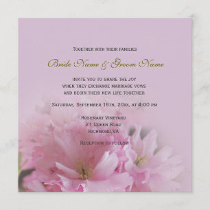 Invitation Belle fleur de cerisier rose mariage de printemps