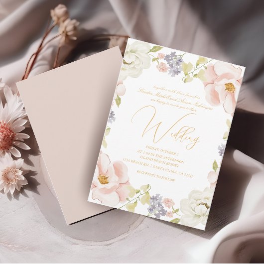 Invitation Belle Fleur de Magnolia Printemps Mariage