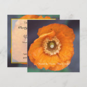 Invitation belle fleur de pavot sauvage doré toute la fête (Devant / Derrière)