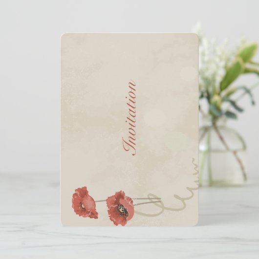 Invitation Belle fleur rose (Debout devant)