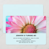 Invitation Belle Fleur rose Fermer la photo Anniversaire (Devant / Derrière)