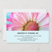 Invitation Belle Fleur rose Fermer la photo Anniversaire (Devant)