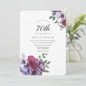 Invitation Belle Fleurs Aquarelle 70e fête d'anniversaire (Debout devant)