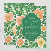 Invitation Belle Fleurs Aquarelle Peinture Mariage (Devant / Derrière)