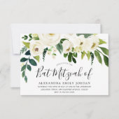 Invitation Belle Fleurs Blanches Bar Mitzvah Bat mitzvah (Devant)