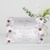 Invitation Belle Fleurs Blanches et Lilas Anniversaire (Debout devant)