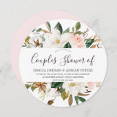 Invitation Belle Fleurs Bleues et Blanches Douche Couples (Devant / Derrière)