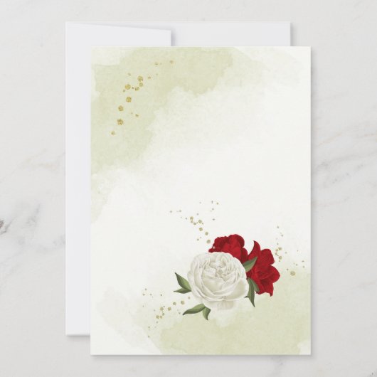 Invitation Belle fleurs rouges vert feuilles anniversaire (Dos)