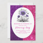 Invitation Belle fleurs violettes anniversaire (Devant)