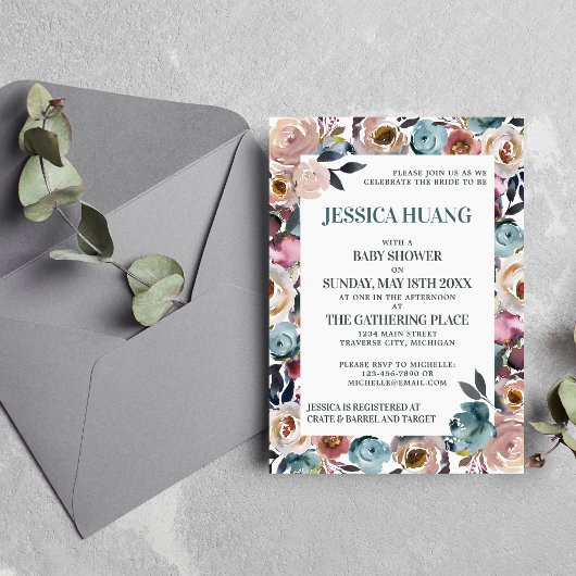 Invitation Belle floraison Baby shower de printemps floral