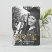 Invitation Belle Floral bleu Graduate Photo Party (Debout devant)