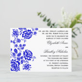 Invitation Belle florale en Mariage bleu royal (Debout devant)